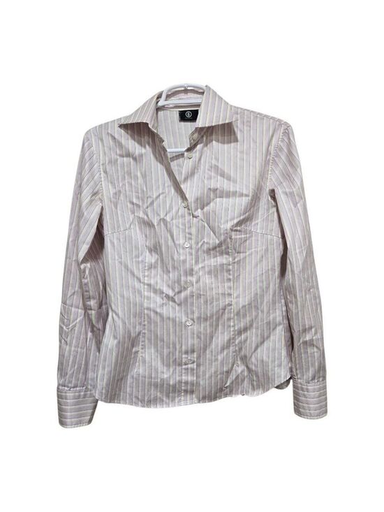 Bogner Tops - Bogner Purple White Striped Tailored Cotton Button Up Shirt Women's 6